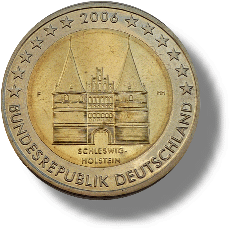 2006 Deutschland Gedenkmünze - Bundesländerserie 1/16 Holstentor in Lübeck - Schleswig-Holstein