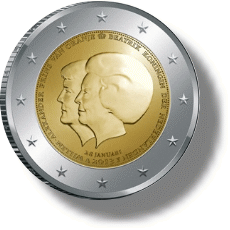 2013 Niederlande Gedenkmünze - Thronwechsel mit Doppelportrait